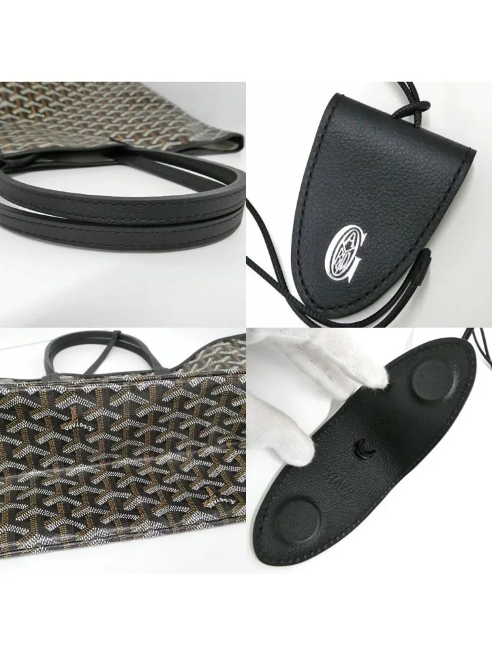 Goyard Saint Louis PM Black Tote Din Canvas Leather with Clip